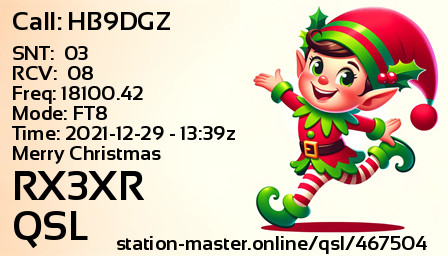 QSL Card for RX3XR QSO with HB9DGZ