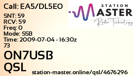 QSL Card for ON7USB QSO with EA5/DL5EO