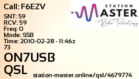 QSL Card for ON7USB QSO with F6EZV