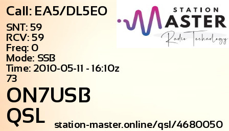 QSL Card for ON7USB QSO with EA5/DL5EO