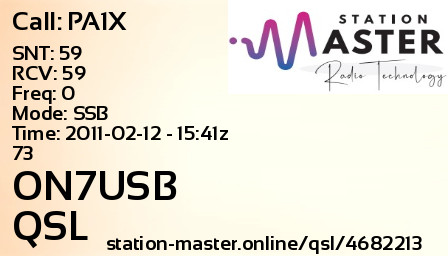 QSL Card for ON7USB QSO with PA1X