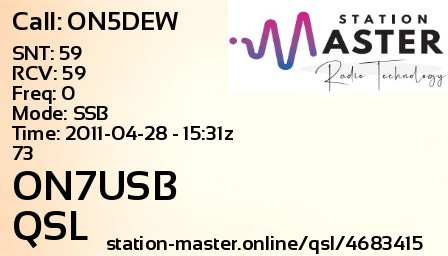 QSL Card for ON7USB QSO with ON5DEW