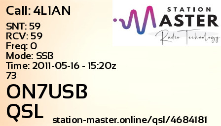 QSL Card for ON7USB QSO with 4L1AN