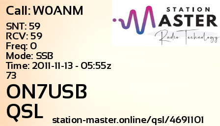 QSL Card for ON7USB QSO with W0ANM