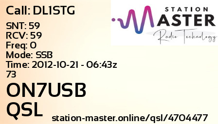 QSL Card for ON7USB QSO with DL1STG