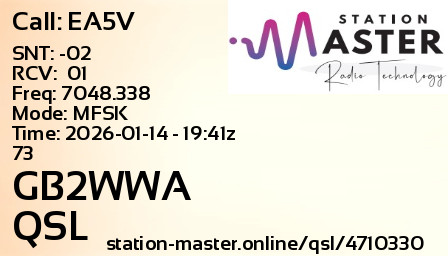 QSL Card for GB2WWA QSO with EA5V