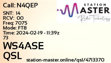 QSL Card for WS4ASE QSO with N4QEP