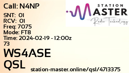 QSL Card for WS4ASE QSO with N4NP