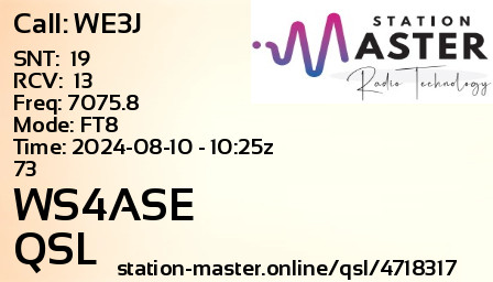 QSL Card for WS4ASE QSO with WE3J