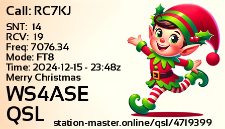QSL Card for WS4ASE QSO with RC7KJ