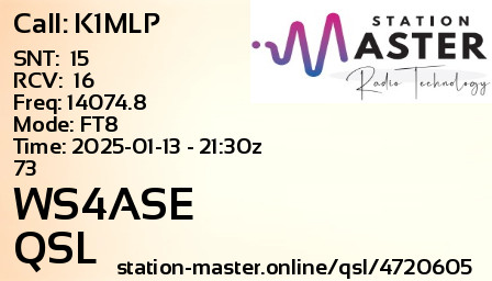 QSL Card for WS4ASE QSO with K1MLP