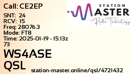 QSL Card for WS4ASE QSO with CE2EP