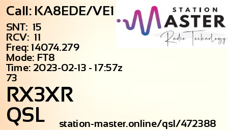QSL Card for RX3XR QSO with KA8EDE/VE1