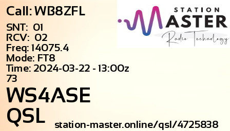 QSL Card for WS4ASE QSO with WB8ZFL