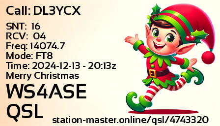 QSL Card for WS4ASE QSO with DL3YCX