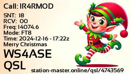 QSL Card for WS4ASE QSO with IR4RMOD
