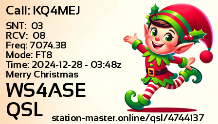 QSL Card for WS4ASE QSO with KQ4MEJ