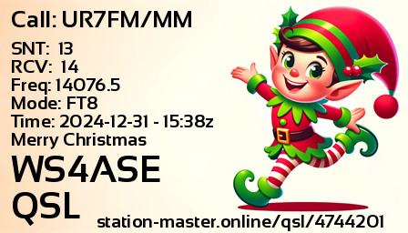 QSL Card for WS4ASE QSO with UR7FM/MM