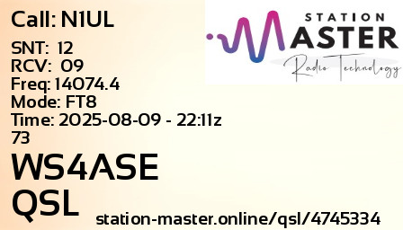 QSL Card for WS4ASE QSO with N1UL
