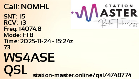 QSL Card for WS4ASE QSO with N0MHL
