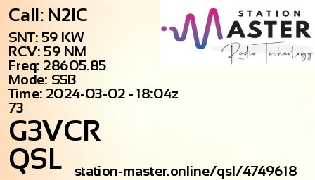 QSL Card for G3VCR QSO with N2IC