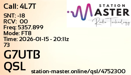 QSL Card for G7UTB QSO with 4L7T