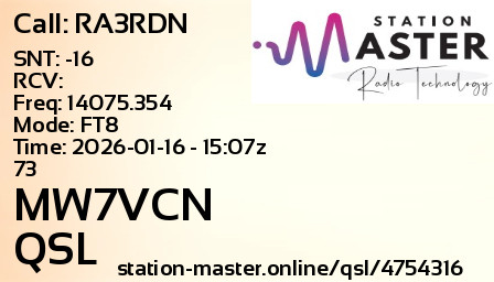QSL Card for MW7VCN QSO with RA3RDN