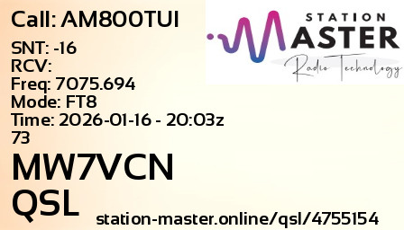 QSL Card for MW7VCN QSO with AM800TUI
