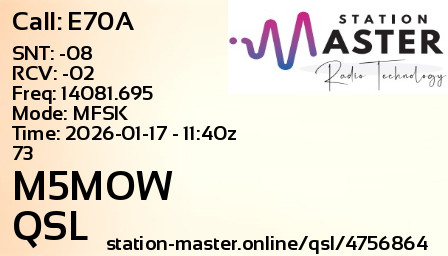 QSL Card for M5MOW QSO with E70A