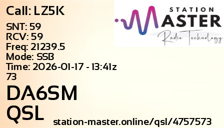 QSL Card for DA6SM QSO with LZ5K