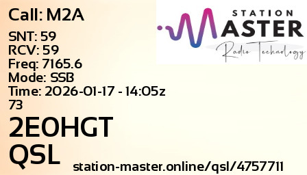 QSL Card for 2E0HGT QSO with M2A
