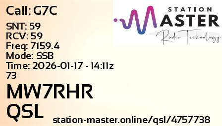 QSL Card for MW7RHR QSO with G7C