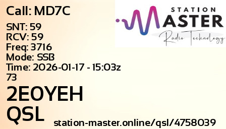QSL Card for 2E0YEH QSO with MD7C