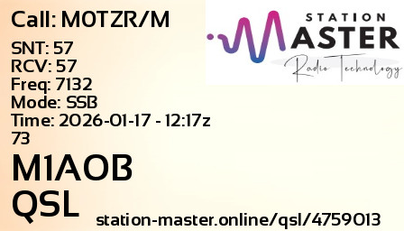 QSL Card for M1AOB QSO with M0TZR/M