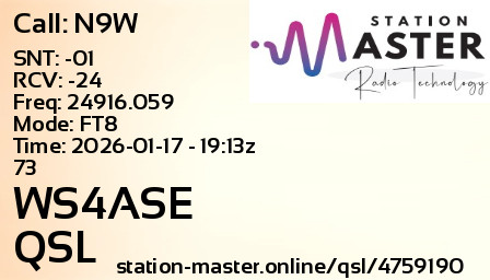 QSL Card for WS4ASE QSO with N9W