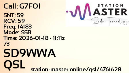 QSL Card for SD9WWA QSO with G7FOI