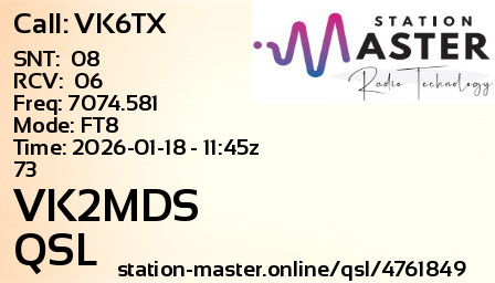 QSL Card for VK2MDS QSO with VK6TX