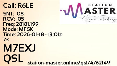 QSL Card for M7EXJ QSO with R6LE