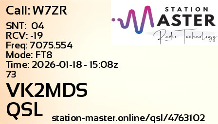 QSL Card for VK2MDS QSO with W7ZR
