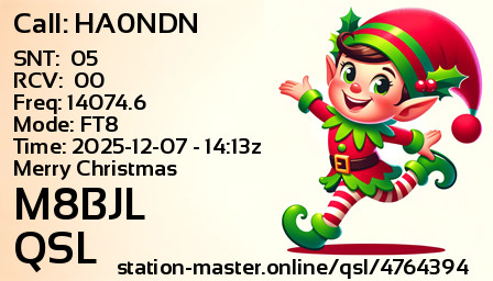 QSL Card for M8BJL QSO with HA0NDN