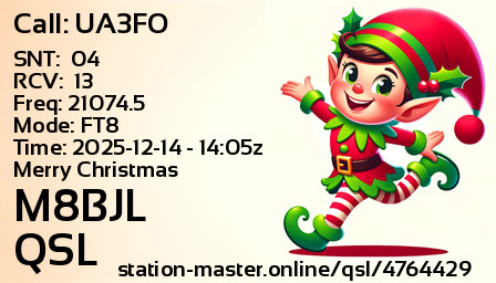 QSL Card for M8BJL QSO with UA3FO