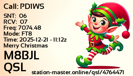 QSL Card for M8BJL QSO with PD1WS