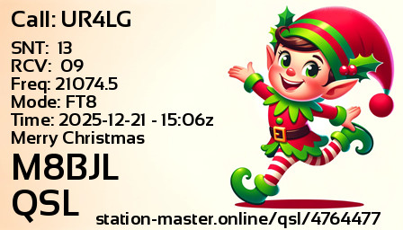 QSL Card for M8BJL QSO with UR4LG