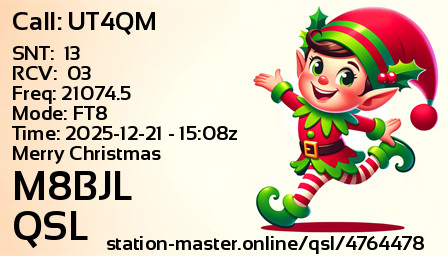 QSL Card for M8BJL QSO with UT4QM