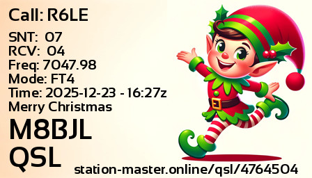 QSL Card for M8BJL QSO with R6LE