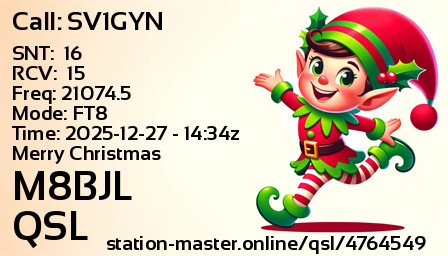 QSL Card for M8BJL QSO with SV1GYN