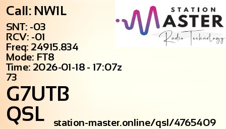 QSL Card for G7UTB QSO with NW1L