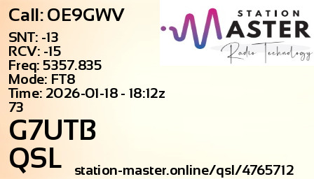 QSL Card for G7UTB QSO with OE9GWV