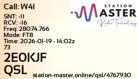 QSL Card for 2E0KJF QSO with W4I