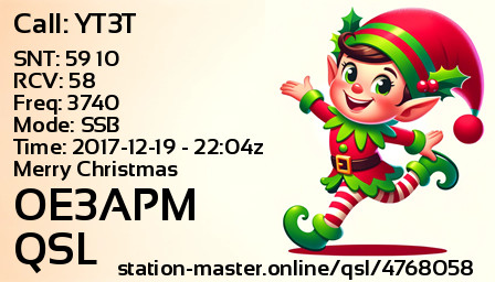 QSL Card for OE3APM QSO with YT3T